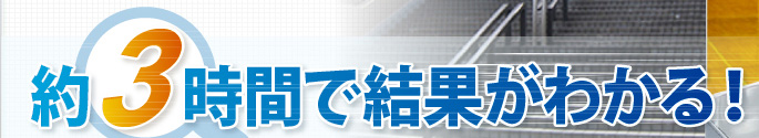 約3時間で結果がわかる！